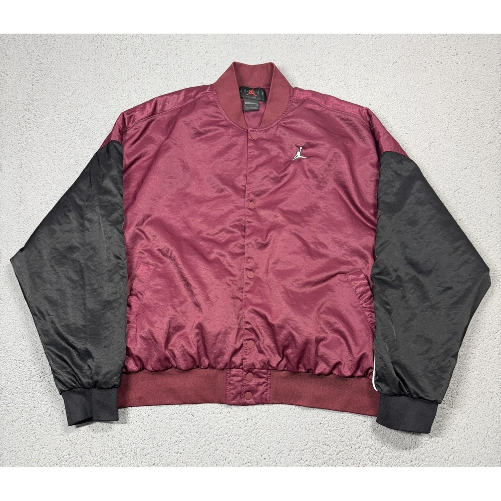 Jordan Flight Varsity Jacket Mens XL Oversized Red Black Snap Front DV1414-645